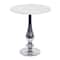 2ft. White Marble and Aluminum Traditional Accent Table